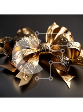 Σετ των 2 Intra Συλλεκτικό Ξύλινο Παζλ Plywood  4mm - Όμορφος χρυσός φιόγκος με περίπλοκα σχέδια Σε Ξύλινο Κουτί - Διαστάσεις: 10x10 cm – 25 κομμάτια