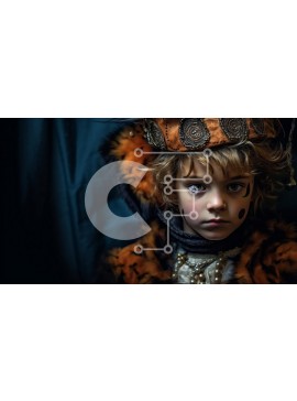 Intra Συλλεκτικό Ξύλινο Παζλ Plywood  4mm - Αξιολάτρευτη εικόνα ενός νεαρού αγοριού με κοστούμι τίγρης και στέμμα Σε Ξύλινο Κουτί - Διαστάσεις Puzzle: 10x10 cm – 25 κομμάτια