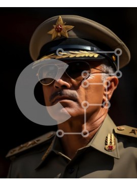 Intra Συλλεκτικό Ξύλινο Παζλ Plywood  4mm - Εικόνα στρατιωτικού άνδρα με στολή με γυαλιά ηλίου και καπέλο Σε Ξύλινο Κουτί - Διαστάσεις Puzzle: 10x10 cm – 25 κομμάτια