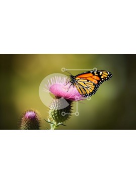 Intra Συλλεκτικό Ξύλινο Παζλ Plywood  4mm - Όμορφη εικόνα μιας πεταλούδας Monarch σε ένα ροζ λουλούδι γαϊδουράγκαθου Σε Ξύλινο Κουτί - Διαστάσεις: 10x10 cm – 25 κομμάτια