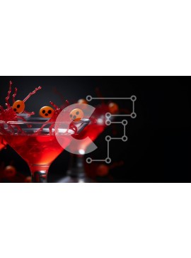 Σετ των 2 Intra Συλλεκτικό Ξύλινο Παζλ Plywood  4mm - Halloween Wine Martinis με γαρνιτούρα Spider Eyeball Σε Ξύλινο Κουτί - Διαστάσεις: 10x10 cm – 25 κομμάτια