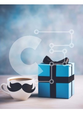 Intra Συλλεκτικό Ξύλινο Παζλ Plywood  4mm - Φλιτζάνι καφέ με κουτί δώρου και μουστάκια Σε Ξύλινο Κουτί - Διαστάσεις Puzzle: 10x10 cm – 25 κομμάτια