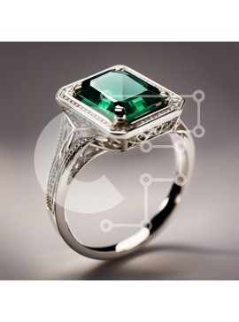 Σετ των 2 Intra Συλλεκτικό Ξύλινο Παζλ Plywood  4mm - Κομψό και εκλεπτυσμένο δαχτυλίδι με σμαραγδένια πέτρα σε λευκό χρυσό Σε Ξύλινο Κουτί - Διαστάσεις: 10x10 cm – 25 κομμάτια