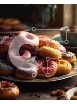 Σετ των 2 Intra Συλλεκτικό Ξύλινο Παζλ Plywood  4mm - Λαχταριστοί και πολύχρωμοι λουκουμάδες με πασπαλίσματα σε ξύλινο τραπέζι Σε Ξύλινο Κουτί - Διαστάσεις: 10x10 cm – 25 κομμάτια