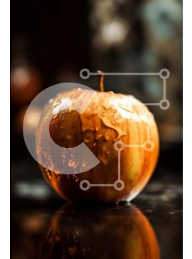 Σετ των 2 Intra Συλλεκτικό Ξύλινο Παζλ Plywood  4mm - Φρέσκο ​​και ζουμερό μήλο με σταγονίδια νερού στην επιφάνειά του Σε Ξύλινο Κουτί - Διαστάσεις: 10x10 cm – 25 κομμάτια