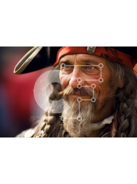 Intra Συλλεκτικό Ξύλινο Παζλ Plywood  4mm - Πορτρέτο ενός ηλικιωμένου άνδρα που φορά ένα πειρατικό καπέλο και έχει μια μακριά γενειάδα Σε Ξύλινο Κουτί - Διαστάσεις Puzzle: 10x10 cm – 25 κομμάτια