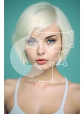 Intra Συλλεκτικό Ξύλινο Παζλ Plywood  4mm - Πορτρέτο μιας νεαρής γυναίκας με ξανθά μαλλιά και μπλε μάτια Σε Ξύλινο Κουτί - Διαστάσεις Puzzle: 10x10 cm – 25 κομμάτια