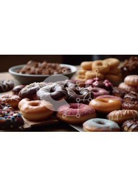 Σετ των 2 Intra Συλλεκτικό Ξύλινο Παζλ Plywood  4mm - Νόστιμη ποικιλία από ντόνατς γλασέ, καλυμμένους με σοκολάτα και πασπαλισμένο με ζάχαρη Σε Ξύλινο Κουτί - Διαστάσεις: 10x10 cm – 25 κομμάτια