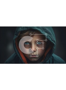 Intra Συλλεκτικό Ξύλινο Παζλ Plywood  4mm - Κομψό πορτρέτο ενός νεαρού αγοριού με φούτερ με κουκούλα με μπλε μάτια Σε Ξύλινο Κουτί - Διαστάσεις Puzzle: 10x10 cm – 25 κομμάτια