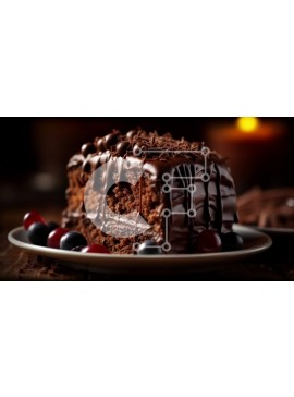Σετ των 2 Intra Συλλεκτικό Ξύλινο Παζλ Plywood  4mm - Νόστιμο κέικ σοκολάτας με μούρα σε λευκό πιάτο Σε Ξύλινο Κουτί - Διαστάσεις: 10x10 cm – 25 κομμάτια