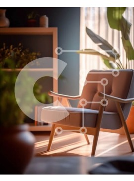 Intra Συλλεκτικό Ξύλινο Παζλ Plywood  4mm - Άνετο σαλόνι με φυτό σε γλάστρα Σε Ξύλινο Κουτί - Διαστάσεις Puzzle: 10x10 cm – 25 κομμάτια