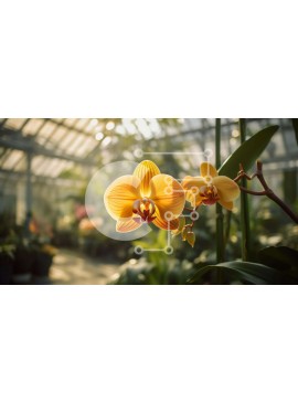 Intra Συλλεκτικό Ξύλινο Παζλ Plywood  4mm - Ανθισμένο λουλούδι ορχιδέας στο θερμοκήπιο με το φως του ήλιου Σε Ξύλινο Κουτί - Διαστάσεις: 10x10 cm – 25 κομμάτια