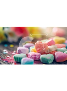 Intra Συλλεκτικό Ξύλινο Παζλ Plywood  4mm - Πολύχρωμα μπαστούνια καραμελών σε σχήμα καρδιάς σε ξύλινη επιφάνεια Σε Ξύλινο Κουτί - Διαστάσεις Puzzle: 10x10 cm – 25 κομμάτια