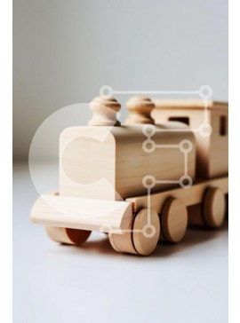 Intra Συλλεκτικό Ξύλινο Παζλ Plywood  4mm - Χαριτωμένο ξύλινο τρένο παιχνιδιών σε απλό λευκό φόντο Σε Ξύλινο Κουτί - Διαστάσεις Puzzle: 10x10 cm – 25 κομμάτια