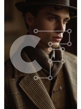 Intra Συλλεκτικό Ξύλινο Παζλ Plywood  4mm - Νεαρός άνδρας με παλτό, καπέλο και κασκόλ Σε Ξύλινο Κουτί - Διαστάσεις Puzzle: 10x10 cm – 25 κομμάτια