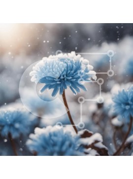 Intra Συλλεκτικό Ξύλινο Παζλ Plywood  4mm - Μπλε λουλούδια καλυμμένα στο χιόνι Σε Ξύλινο Κουτί - Διαστάσεις: 10x10 cm – 25 κομμάτια