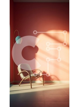 Intra Συλλεκτικό Ξύλινο Παζλ Plywood  4mm - Κομψό και μινιμαλιστικό κενό δωμάτιο με κόκκινο τοίχο και μεγάλο παράθυρο Σε Ξύλινο Κουτί - Διαστάσεις Puzzle: 10x10 cm – 25 κομμάτια