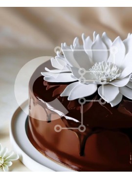 Σετ των 2 Intra Συλλεκτικό Ξύλινο Παζλ Plywood  4mm - Κέικ σοκολάτας με λευκά λουλούδια Σε Ξύλινο Κουτί - Διαστάσεις: 10x10 cm – 25 κομμάτια