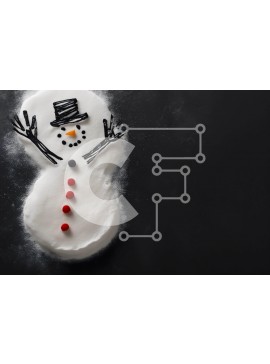 Σετ των 2 Intra Συλλεκτικό Ξύλινο Παζλ Plywood  4mm - Διακόσμηση χιονάνθρωπος με ζάχαρη άχνη σε μαύρο φόντο Σε Ξύλινο Κουτί - Διαστάσεις: 10x10 cm – 25 κομμάτια