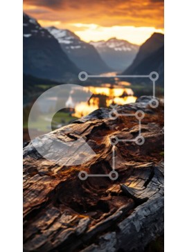 Σετ των 2 Intra Συλλεκτικό Ξύλινο Παζλ Plywood  4mm - Εκπληκτικό ηλιοβασίλεμα πάνω από τη μαγευτική οροσειρά και τη γαλήνια λίμνη Σε Ξύλινο Κουτί - Διαστάσεις: 10x10 cm – 25 κομμάτια