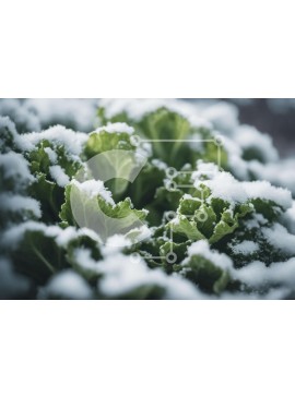 Intra Συλλεκτικό Ξύλινο Παζλ Plywood  4mm - Πράσινο φυτό καλυμμένο στο χιόνι Σε Ξύλινο Κουτί - Διαστάσεις: 10x10 cm – 25 κομμάτια