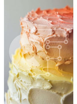 Σετ των 2 Intra Συλλεκτικό Ξύλινο Παζλ Plywood  4mm - Κέικ τριών επιπέδων με κίτρινο, πορτοκαλί και κόκκινο γλάσο σε λευκό πιάτο Σε Ξύλινο Κουτί - Διαστάσεις: 10x10 cm – 25 κομμάτια