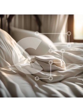 Intra Συλλεκτικό Ξύλινο Παζλ Plywood  4mm - Άνετη και γαλήνια κοντινή πλάνο ενός κρεβατιού με λευκά σεντόνια και μαξιλάρι Σε Ξύλινο Κουτί - Διαστάσεις Puzzle: 10x10 cm – 25 κομμάτια