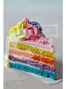 Σετ των 2 Intra Συλλεκτικό Ξύλινο Παζλ Plywood  4mm - Πολύχρωμη φέτα κέικ Rainbow με ψεκασμούς Σε Ξύλινο Κουτί - Διαστάσεις: 10x10 cm – 25 κομμάτια