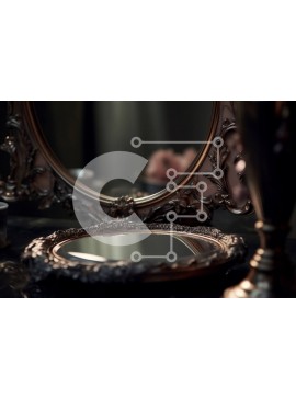 Intra Συλλεκτικό Ξύλινο Παζλ Plywood  4mm - Αντίκα καθρέφτης με χρυσό πλαίσιο με ένα μόνο κόκκινο τριαντάφυλλο Σε Ξύλινο Κουτί - Διαστάσεις Puzzle: 10x10 cm – 25 κομμάτια