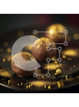 Σετ των 2 Intra Συλλεκτικό Ξύλινο Παζλ Plywood  4mm - Τρούφες σοκολάτας σε μαύρο πιάτο με χρυσό ψεκασμό Σε Ξύλινο Κουτί - Διαστάσεις: 10x10 cm – 25 κομμάτια