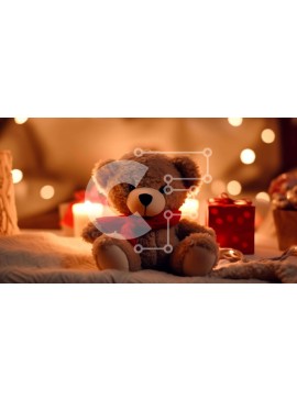 Intra Συλλεκτικό Ξύλινο Παζλ Plywood  4mm - Αρκουδάκι με κόκκινο φουλάρι στο κρεβάτι με κεριά και διακοσμητικά Σε Ξύλινο Κουτί - Διαστάσεις Puzzle: 10x10 cm – 25 κομμάτια