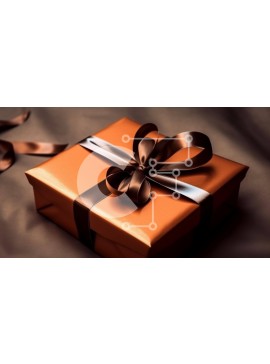 Intra Συλλεκτικό Ξύλινο Παζλ Plywood  4mm - Πορτοκαλί κουτί δώρου με καφέ κορδέλα Σε Ξύλινο Κουτί - Διαστάσεις Puzzle: 10x10 cm – 25 κομμάτια