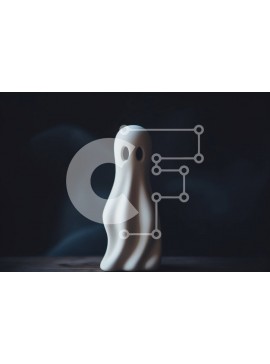 Intra Συλλεκτικό Ξύλινο Παζλ Plywood  4mm - Λευκό ειδώλιο φάντασμα σε ξύλινο τραπέζι με σκοτεινό καπνό Σε Ξύλινο Κουτί - Διαστάσεις Puzzle: 10x10 cm – 25 κομμάτια