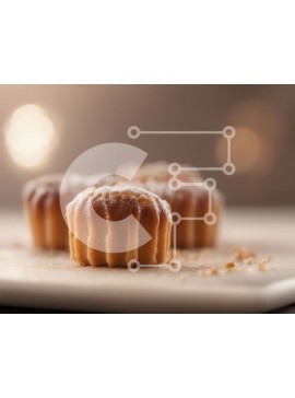 Σετ των 2 Intra Συλλεκτικό Ξύλινο Παζλ Plywood  4mm - Ζαχαροπλαστεία σε άχνη ζάχαρη σε ένα άσπρο πιάτο Σε Ξύλινο Κουτί - Διαστάσεις: 10x10 cm – 25 κομμάτια