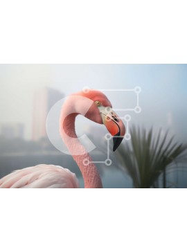 Σετ των 2 Intra Συλλεκτικό Ξύλινο Παζλ Plywood  4mm - Ροζ Φλαμίνγκο που στέκεται σε αστικό περιβάλλον Σε Ξύλινο Κουτί - Διαστάσεις: 10x10 cm – 25 κομμάτια