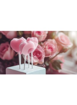 Σετ των 2 Intra Συλλεκτικό Ξύλινο Παζλ Plywood  4mm - Ρομαντικό κέικ με γλειφιτζούρια σε σχήμα καρδιάς και ροζ τριαντάφυλλα Σε Ξύλινο Κουτί - Διαστάσεις: 10x10 cm – 25 κομμάτια