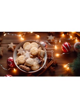 Σετ των 2 Intra Συλλεκτικό Ξύλινο Παζλ Plywood  4mm - Εορταστικό μπολ μπισκότων με εορταστικά στολίδια Σε Ξύλινο Κουτί - Διαστάσεις: 10x10 cm – 25 κομμάτια