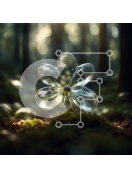 Intra Συλλεκτικό Ξύλινο Παζλ Plywood  4mm - Όμορφη εικόνα ενός ενιαίου λευκού τριαντάφυλλου σε ένα γυάλινο βάζο σε ένα δάσος Σε Ξύλινο Κουτί - Διαστάσεις: 10x10 cm – 25 κομμάτια