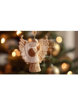 Intra Συλλεκτικό Ξύλινο Παζλ Plywood  4mm - Στολίδι αγγέλου που κρέμεται από το χριστουγεννιάτικο δέντρο Σε Ξύλινο Κουτί - Διαστάσεις: 10x10 cm – 25 κομμάτια