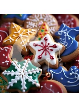 Σετ των 2 Intra Συλλεκτικό Ξύλινο Παζλ Plywood  4mm - Διάφορα στολισμένα Χριστουγεννιάτικα μπισκότα Σε Ξύλινο Κουτί - Διαστάσεις: 10x10 cm – 25 κομμάτια