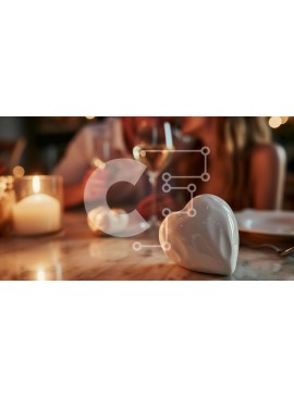 Intra Συλλεκτικό Ξύλινο Παζλ Plywood  4mm - Ρομαντικό ζευγάρι που μοιράζεται ένα γεύμα Σε Ξύλινο Κουτί - Διαστάσεις Puzzle: 10x10 cm – 25 κομμάτια