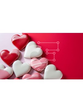 Σετ των 2 Intra Συλλεκτικό Ξύλινο Παζλ Plywood  4mm - Μπισκότα σε σχήμα καρδιάς για την ημέρα του Αγίου Βαλεντίνου σε πορτοκαλί και ροζ φόντο Σε Ξύλινο Κουτί - Διαστάσεις: 10x10 cm – 25 κομμάτια