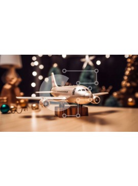 Intra Συλλεκτικό Ξύλινο Παζλ Plywood  4mm - Ασημένιο παιχνίδι αεροπλάνο με χριστουγεννιάτικα δέντρα Σε Ξύλινο Κουτί - Διαστάσεις Puzzle: 10x10 cm – 25 κομμάτια