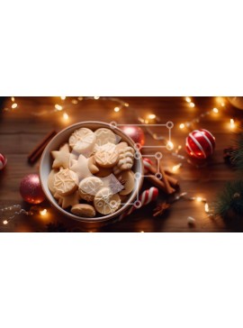 Σετ των 2 Intra Συλλεκτικό Ξύλινο Παζλ Plywood  4mm - Γιορτινά μπισκότα και διακοσμητικά Σε Ξύλινο Κουτί - Διαστάσεις: 10x10 cm – 25 κομμάτια