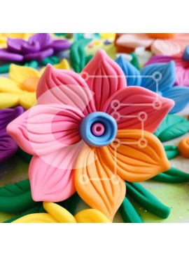 Intra Συλλεκτικό Ξύλινο Παζλ Plywood  4mm - Πολύχρωμα πλαστικά λουλούδια τοποθετημένα σε κύκλο Σε Ξύλινο Κουτί - Διαστάσεις: 10x10 cm – 25 κομμάτια