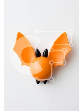 Intra Συλλεκτικό Ξύλινο Παζλ Plywood  4mm - Πορτοκαλί διακόσμηση νυχτερίδας σε άσπρο φόντο Σε Ξύλινο Κουτί - Διαστάσεις Puzzle: 10x10 cm – 25 κομμάτια