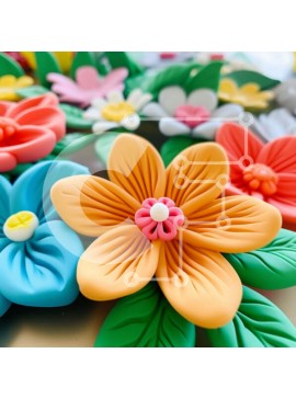 Intra Συλλεκτικό Ξύλινο Παζλ Plywood  4mm - Πολύχρωμα λουλούδια τοποθετημένα σε κύκλο Σε Ξύλινο Κουτί - Διαστάσεις: 10x10 cm – 25 κομμάτια