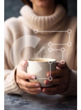 Σετ των 2 Intra Συλλεκτικό Ξύλινο Παζλ Plywood  4mm - Γυναίκα που κρατά ένα φλιτζάνι ζεστό καφέ στον ατμό Σε Ξύλινο Κουτί - Διαστάσεις: 10x10 cm – 25 κομμάτια