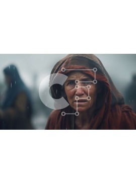 Intra Συλλεκτικό Ξύλινο Παζλ Plywood  4mm - Συναισθηματική εικόνα της ηλικιωμένης γυναίκας που στέκεται στη βροχή Σε Ξύλινο Κουτί - Διαστάσεις Puzzle: 10x10 cm – 25 κομμάτια