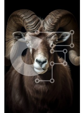 Σετ των 2 Intra Συλλεκτικό Ξύλινο Παζλ Plywood  4mm - Εκπληκτική εικόνα ενός καφέ κριού με σγουρά κέρατα Σε Ξύλινο Κουτί - Διαστάσεις: 10x10 cm – 25 κομμάτια